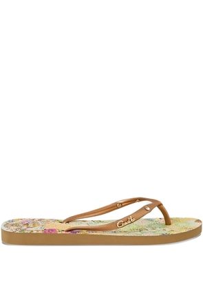 Camilla floral stud flip-flops - Brown