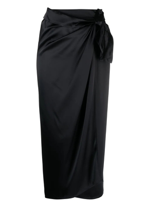 Erika Cavallini draped satin wrap skirt - Black