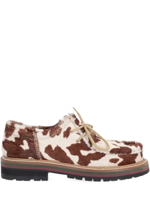 BEKK cow-print lace-up derby shoes - White