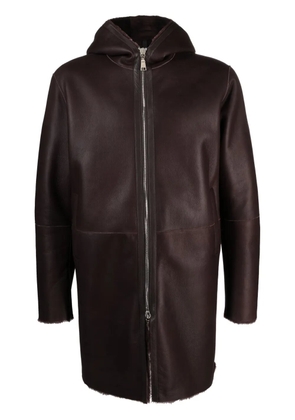 Tagliatore Wilson hooded leather coat - Brown