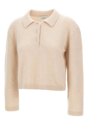 Laneus long-sleeve ribbed polo top - Neutrals