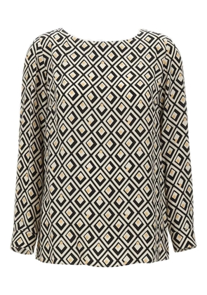 ELENA MIRO` geometric-print long-sleeved blouse - Black