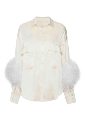 LAPOINTE flap-pockets ostrich-feather shirt - Neutrals