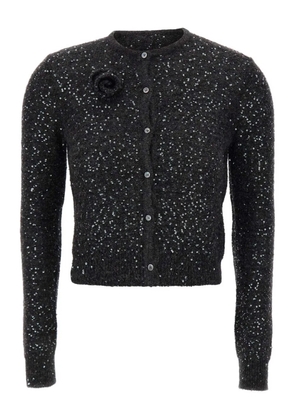 Marella sequin rose knit cardigan - Black