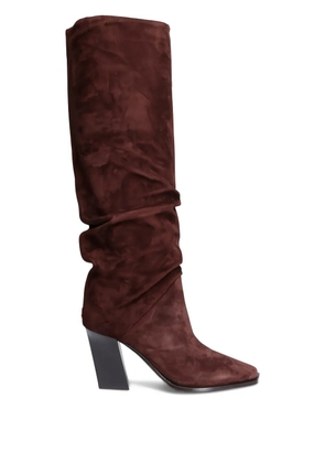 Jimmy Choo 85mm square-toe suede knee-high boots - Brown