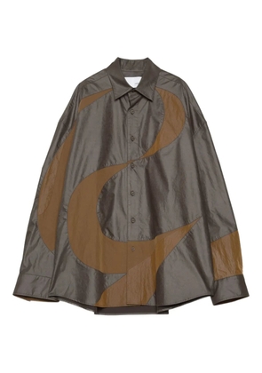 Yoshiokubo Slalom abstract-panel shirt - Green