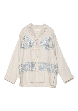 Muller Of Yoshiokubo sequin-embellished tie-front shirt - Neutrals