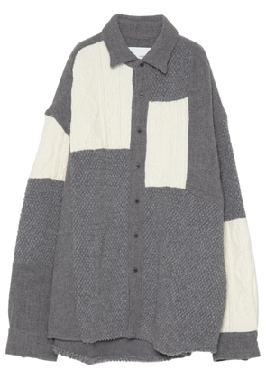 Yoshiokubo long-sleeve knitted-panels shirt - Grey