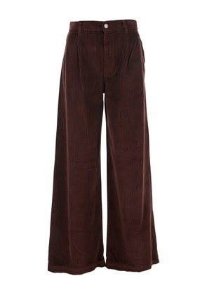 PT Torino logo-patch corduroy trousers - Brown