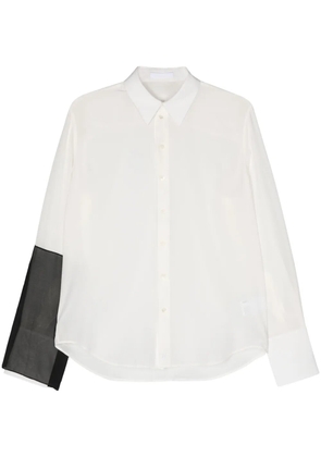 Helmut Lang logo-embroidered silk shirt - White