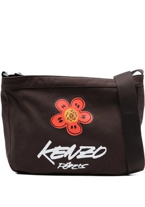 Kenzo slogan-print shoulder bag - Brown