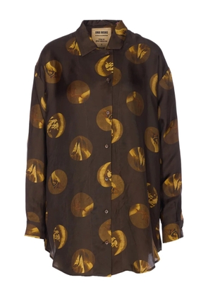 Uma Wang button printed top - Brown