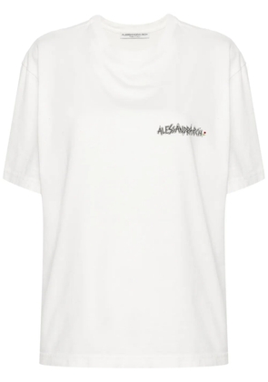 Alessandra Rich crystal-embellished graphic-print T-shirt - White