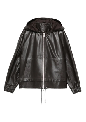 Desa 1972 hooded leather jacket - Brown