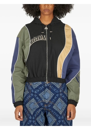 Ahluwalia drawstring-hood panelled bomber jacket - Black