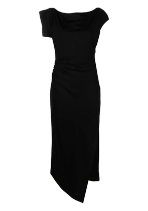Del Core asymmetric ruched midi dress - Black