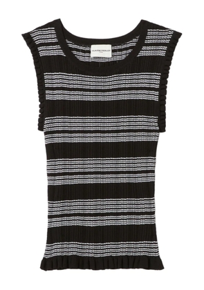 Claudie Pierlot striped-pattern ruffled top - Black