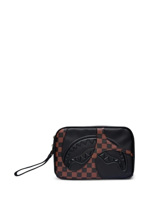 Sprayground logo-embossed checkered-pattern wash bag - Black