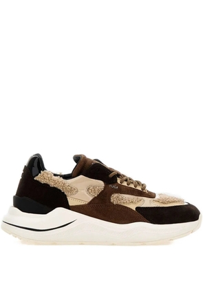 D.A.T.E. shiny leather teddy sneakers - Brown
