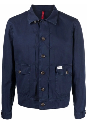 Fay logo-patch shirt jacket - Blue