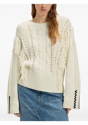 BOSS cable-knit fringe sweater - Neutrals