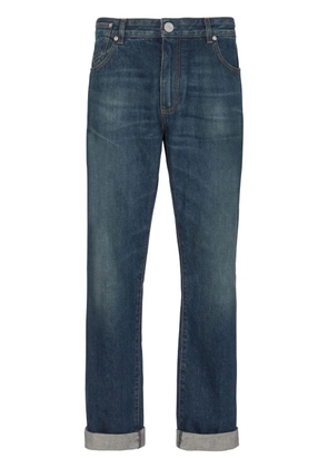 Balmain Vintage logo-patch straight-leg jeans - Blue