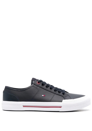 Tommy Hilfiger logo-embroidered low-top leather sneakers - Blue