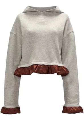 JW Anderson satin-trimmed cropped hoodie - Grey