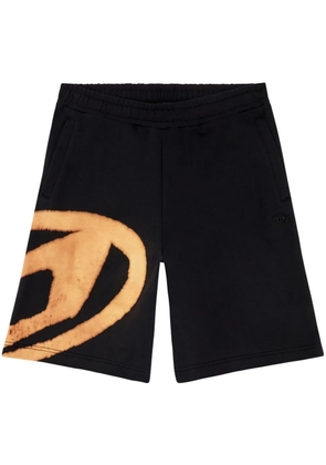 Diesel Crow-Bleach cotton track shorts - Black