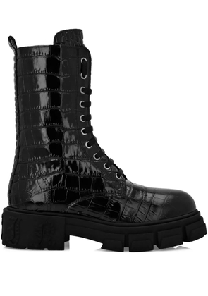 Philipp Plein croc-effect leather boots - Black