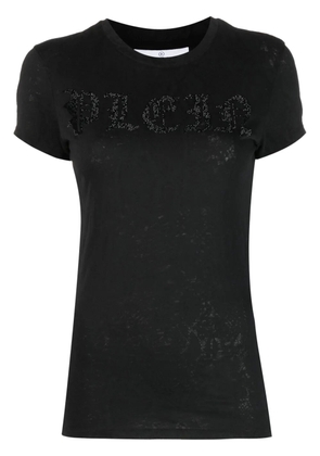 Philipp Plein rhinestone-logo snake-print T-shirt - Black