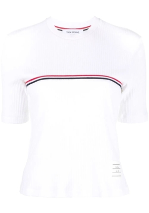 Thom Browne RWB stripe ribbed T-shirt - White