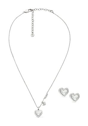 Emporio Armani heart-shaped pendant necklace set - Silver
