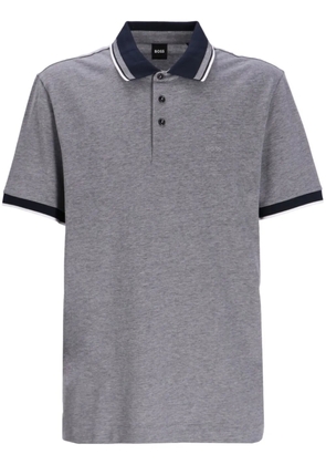BOSS embroidered-logo cotton polo shirt - Grey