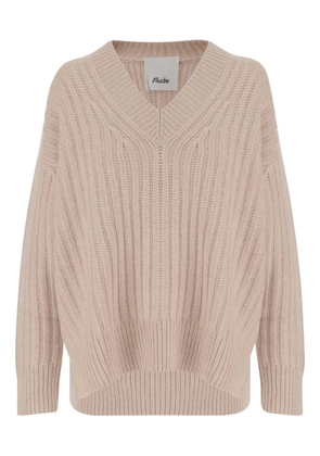 Allude V-neck ribbed cashmere sweater - Neutrals