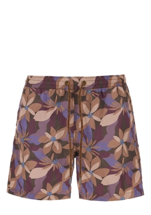 4FF floral-print swim shorts - Brown