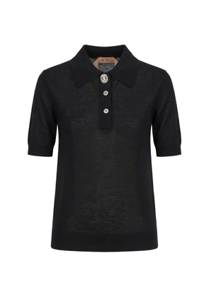 Nº21 jewel-button polo shirt - Black