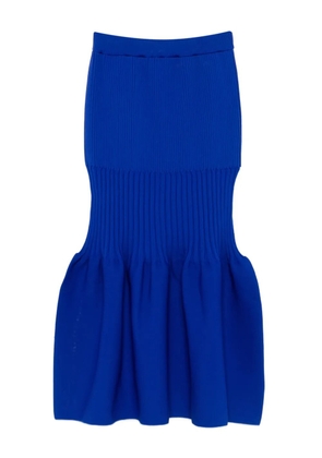 CFCL ribbed-knit ruffled midi skirt - Blue