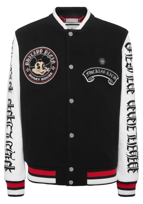 Philipp Plein Money Mouse-emblem varsity jacket - Black