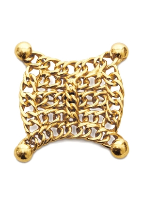 Celine Pre-Owned 1980-1990s Triomphe chain-logo brooch - Gold