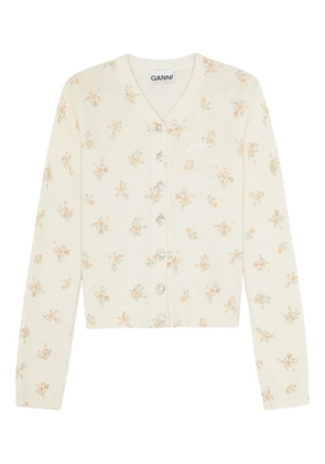 GANNI floral cardigan - Neutrals
