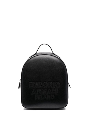 Emporio Armani embroidered logo backpack - Black