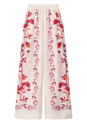 La DoubleJ floral-print palazzo pants - White