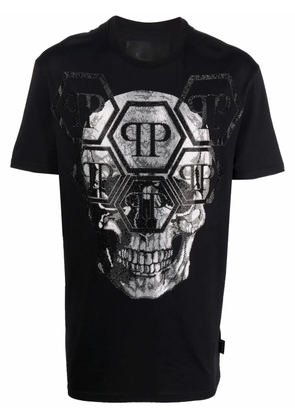 Philipp Plein crystal skull logo T-shirt - Black