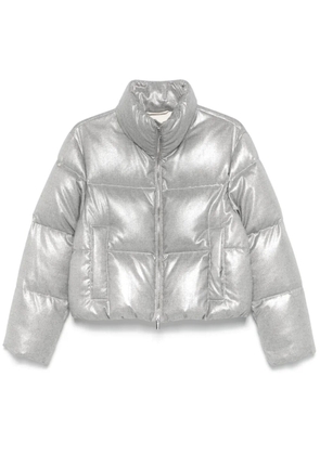 Peserico lamé-effect puffer jacket - Grey