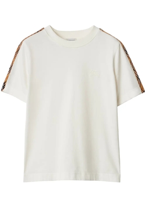 Burberry checkered-trim T-shirt - Neutrals