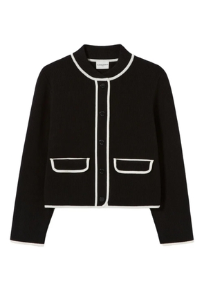 Claudie Pierlot ribbed-knit contrast-trim cardigan - Black