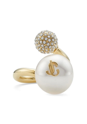 Jimmy Choo Auri logo-plaque cuff ring - Gold