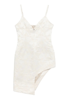 Coperni asymmetric floral-jacquard mini dress - Neutrals