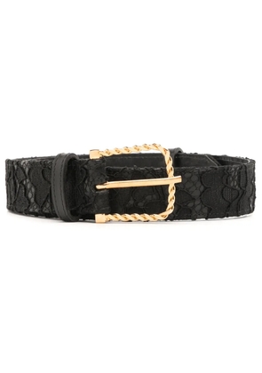 Lethicia Bronstein lace-overlay leather belt - Black